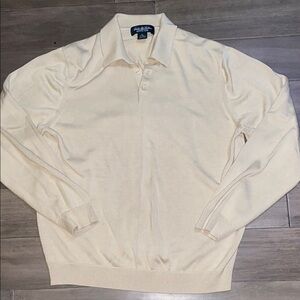 Brooks Brothers Country club silk/ cotton blend long sleeve knit polo shirt
